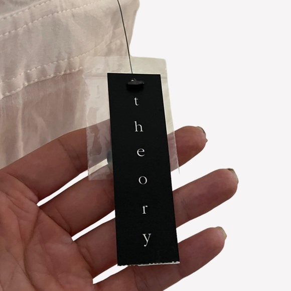 THEORY NWT SALINA DRESS WHITE CRUNCH STRETCH LINEN BELTED BUTTON TANK DR… - Picture 7 of 12